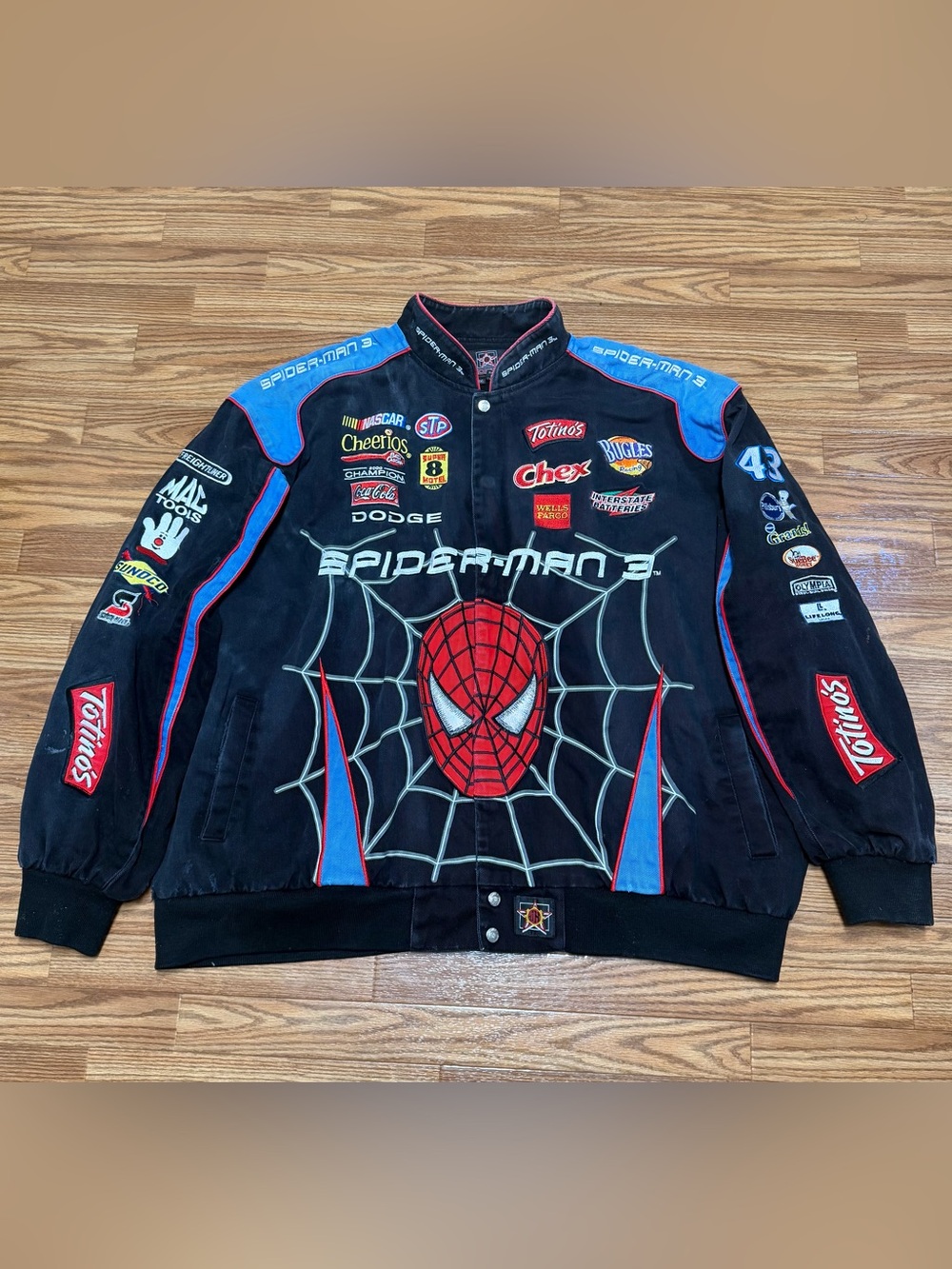 Authentic Vintage JH Design Spiderman Nascar Jacket Men 4XL Jeff Hamilton Racing